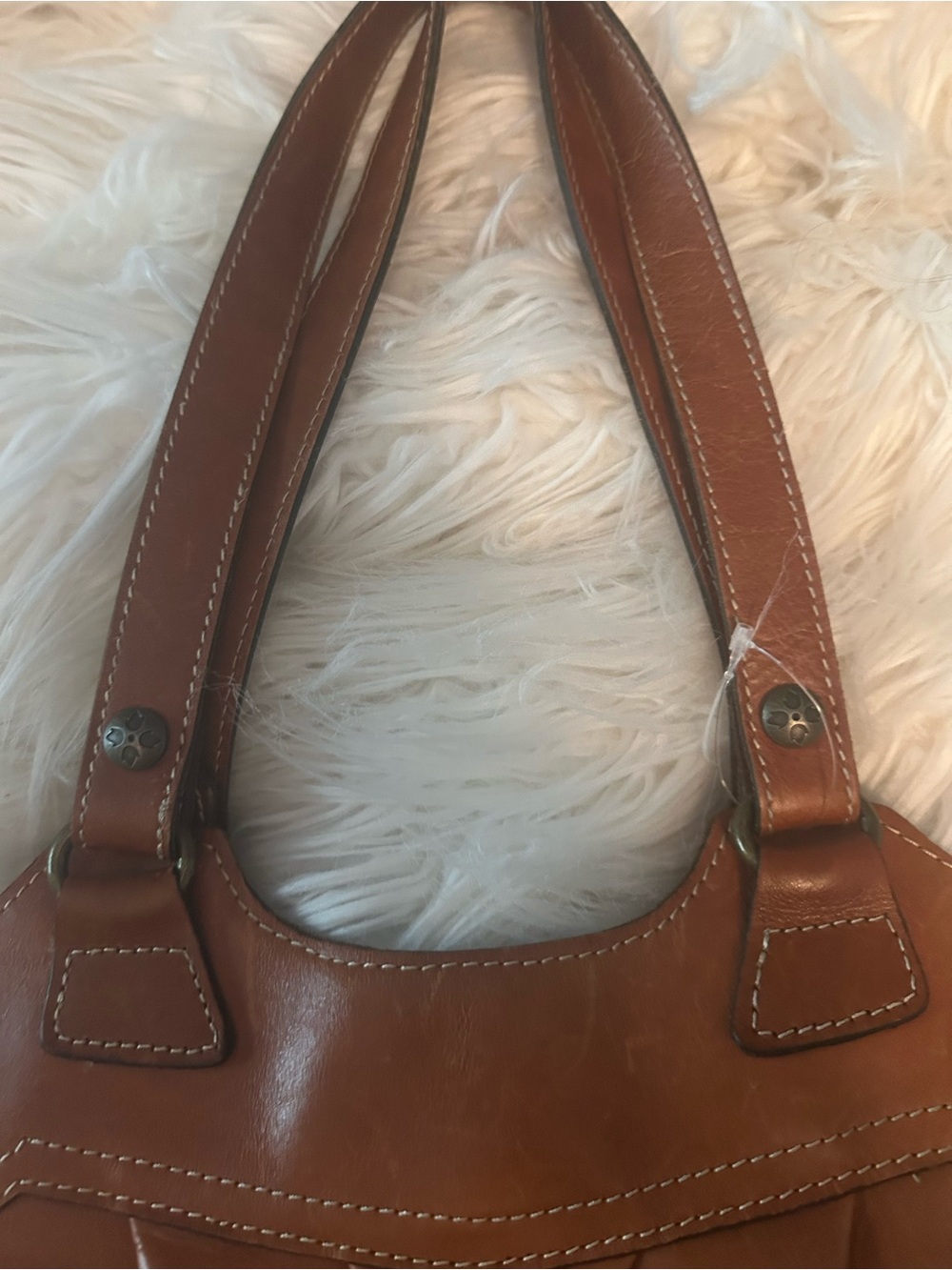 Patricia Nash Brown Genuine Leather Double Handle Satchel Bag - Picture 11 of 12